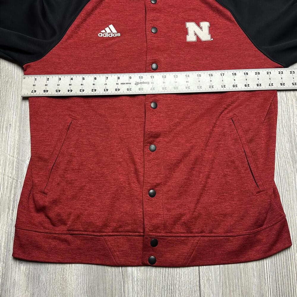 Nebraska Cornhuskers Jacket Mens Medium Red Black Snap Button Up Adidas - Picture 5 of 8